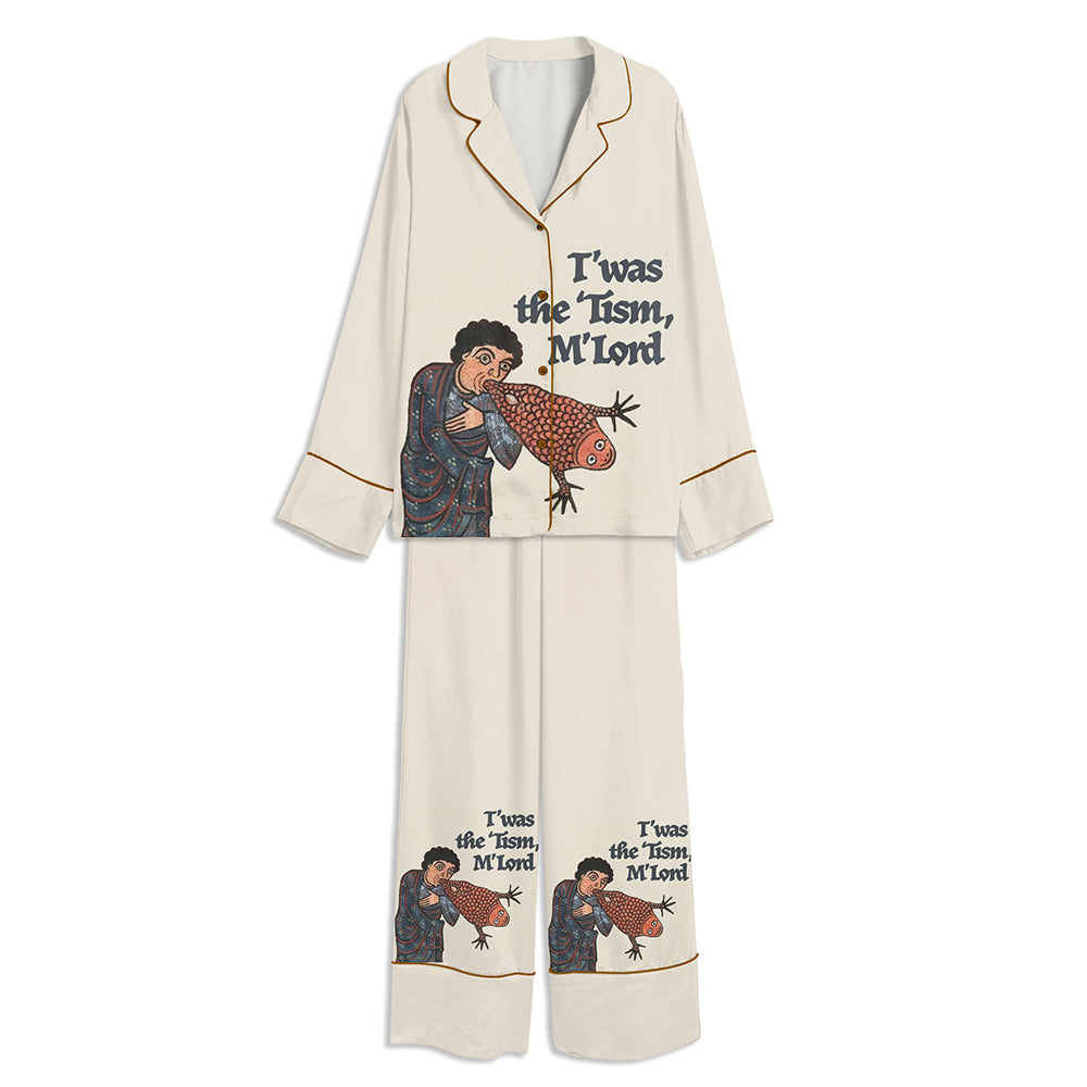 T'was the 'Tism Coaster Unisex Long Sleeve Satin Pajama Set