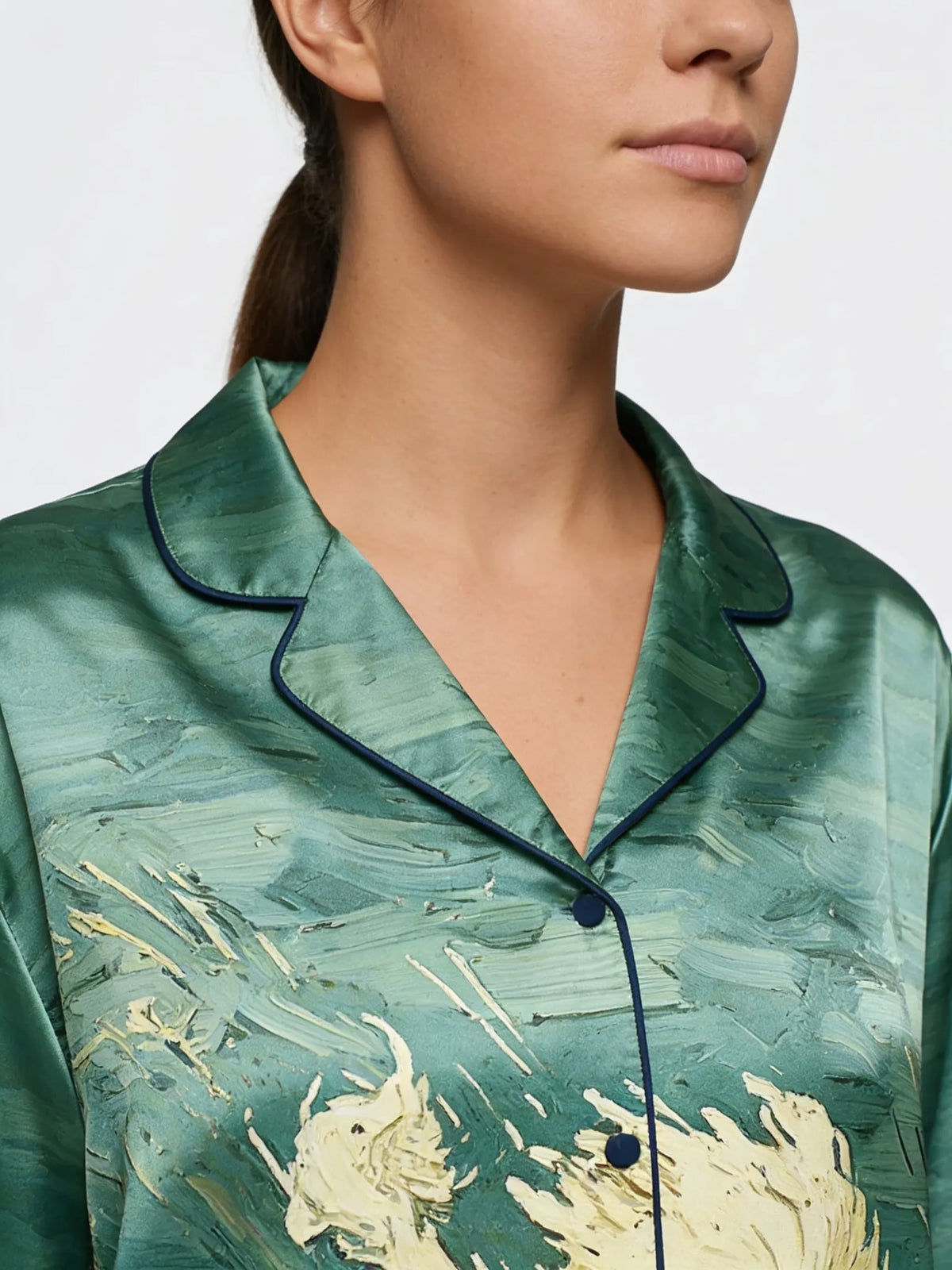 Tokyo-mood White Dog Running In Grass Unisex Long Sleeve Silky Satin Pajama Set