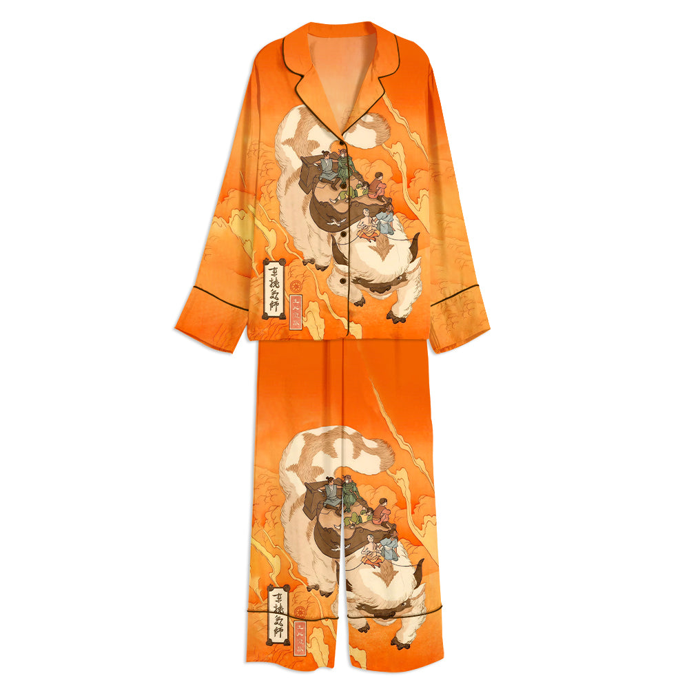 Team Avatar Japanese Style Unisex Long Sleeve Satin Pajama Set