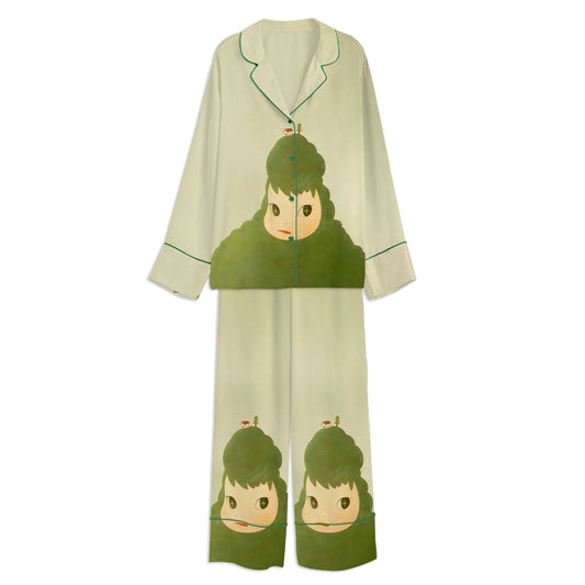 Yoshitomo Nara Unisex Long Sleeve Satin Pajama Set 1