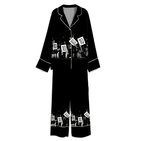 Tokyo-mood Tens Across The Board Photography Prints Unisex Long Sleeve Silky Satin Pajama Set